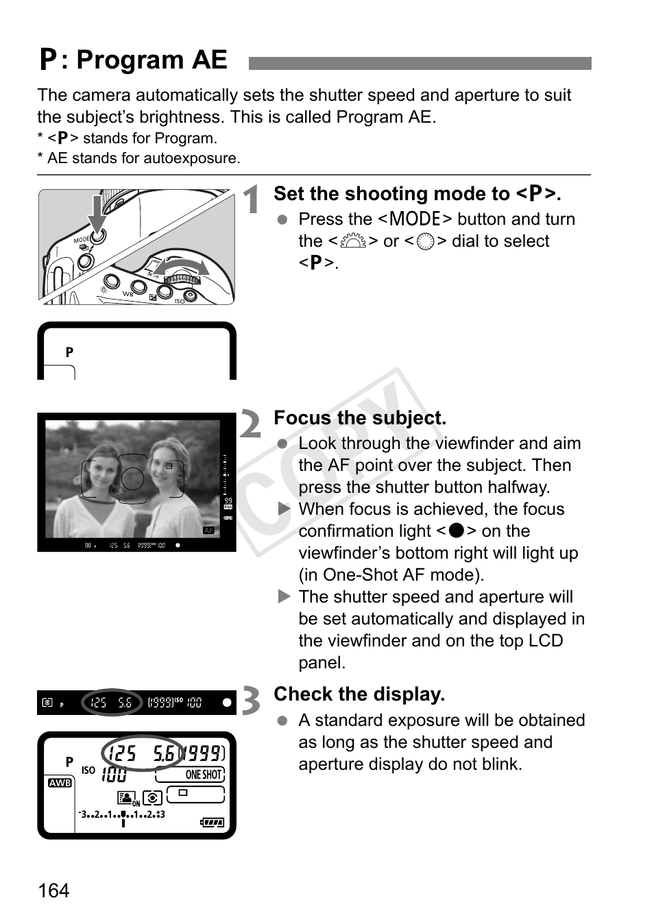 D: program ae, Cop y | Canon 1D X User Manual | Page 164 / 420