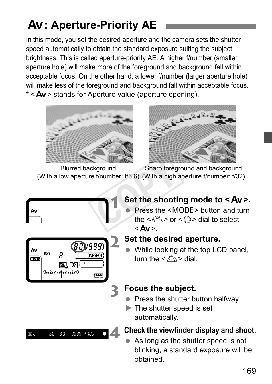 F: aperture-priority ae, Cop y | Canon 1D X User Manual | Page 169 / 420