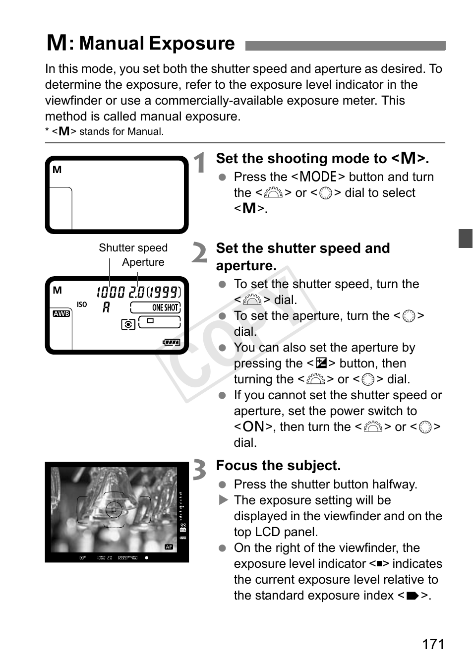 A: manual exposure, Cop y | Canon 1D X User Manual | Page 171 / 420