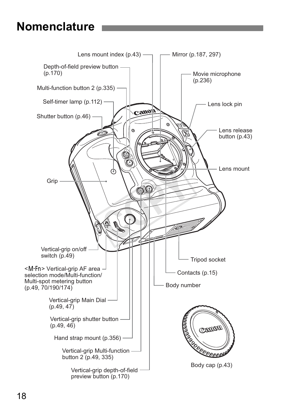 Nomenclature, Cop y | Canon 1D X User Manual | Page 18 / 420