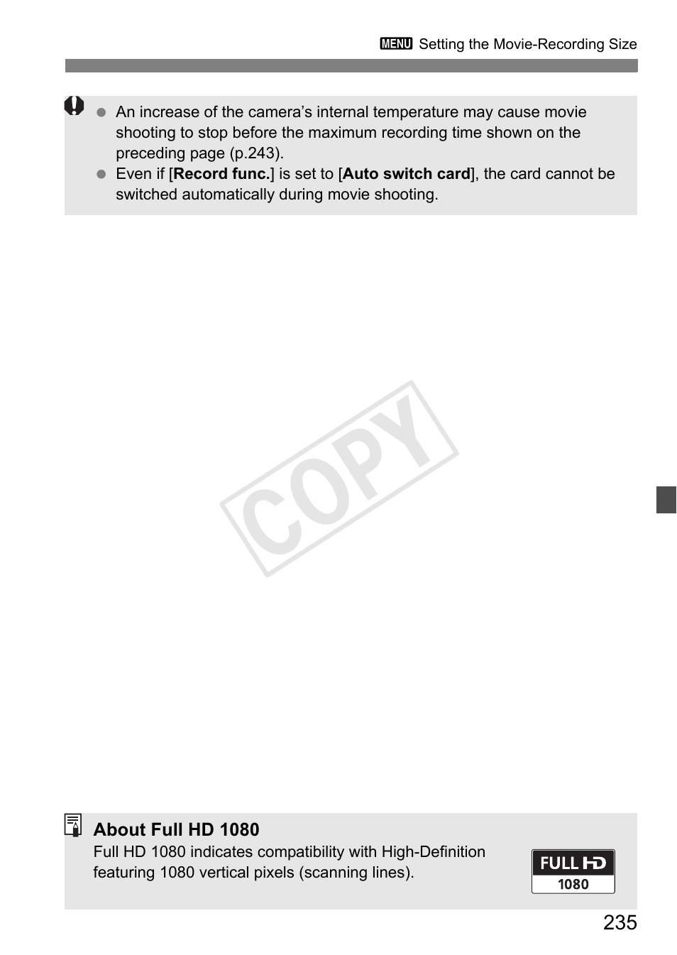 Cop y | Canon 1D X User Manual | Page 235 / 420