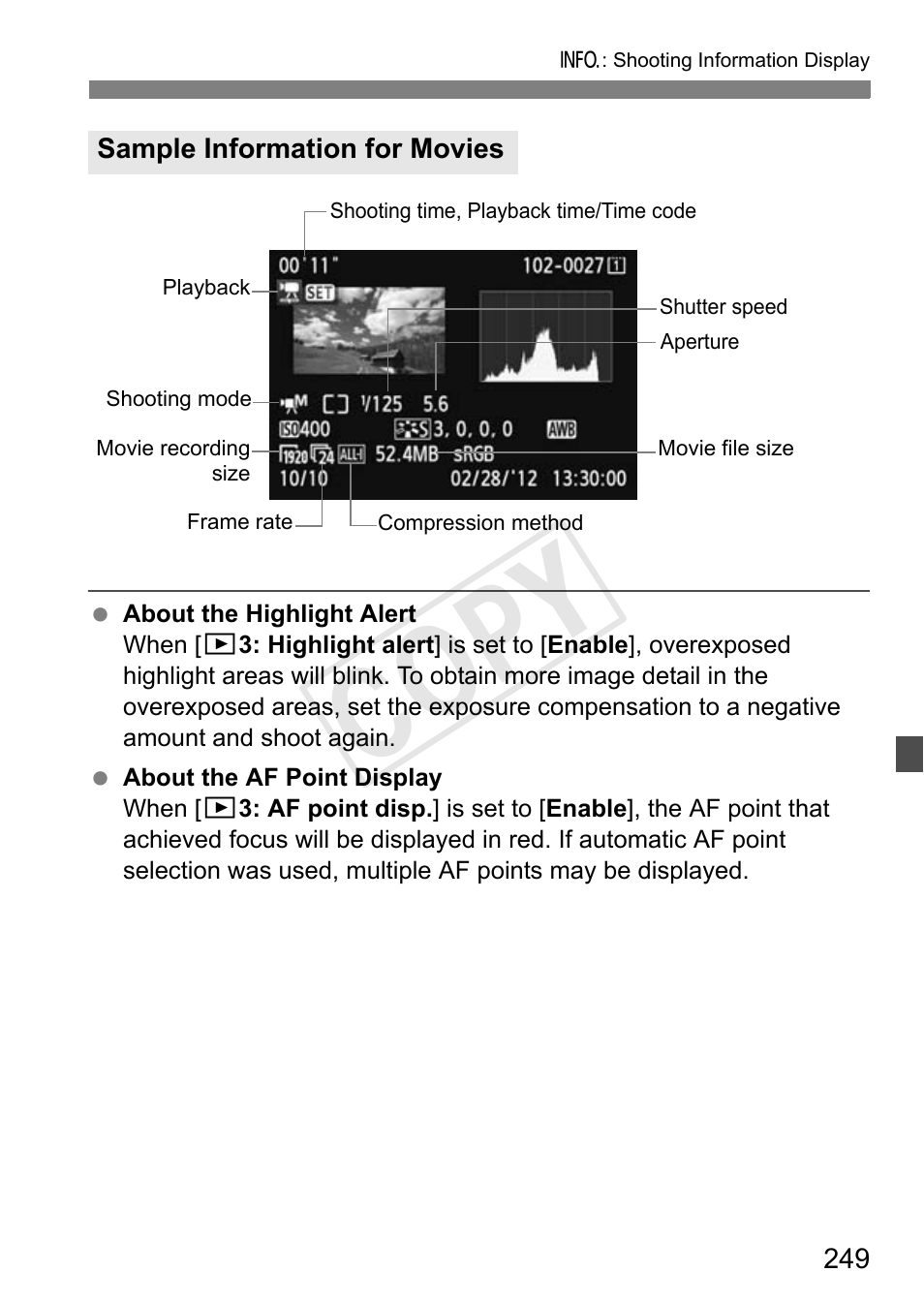 Cop y | Canon 1D X User Manual | Page 249 / 420