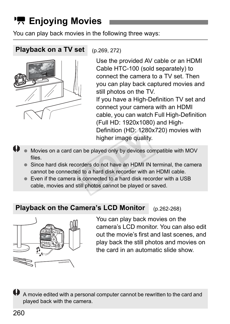 Enjoying movies, Cop y | Canon 1D X User Manual | Page 260 / 420