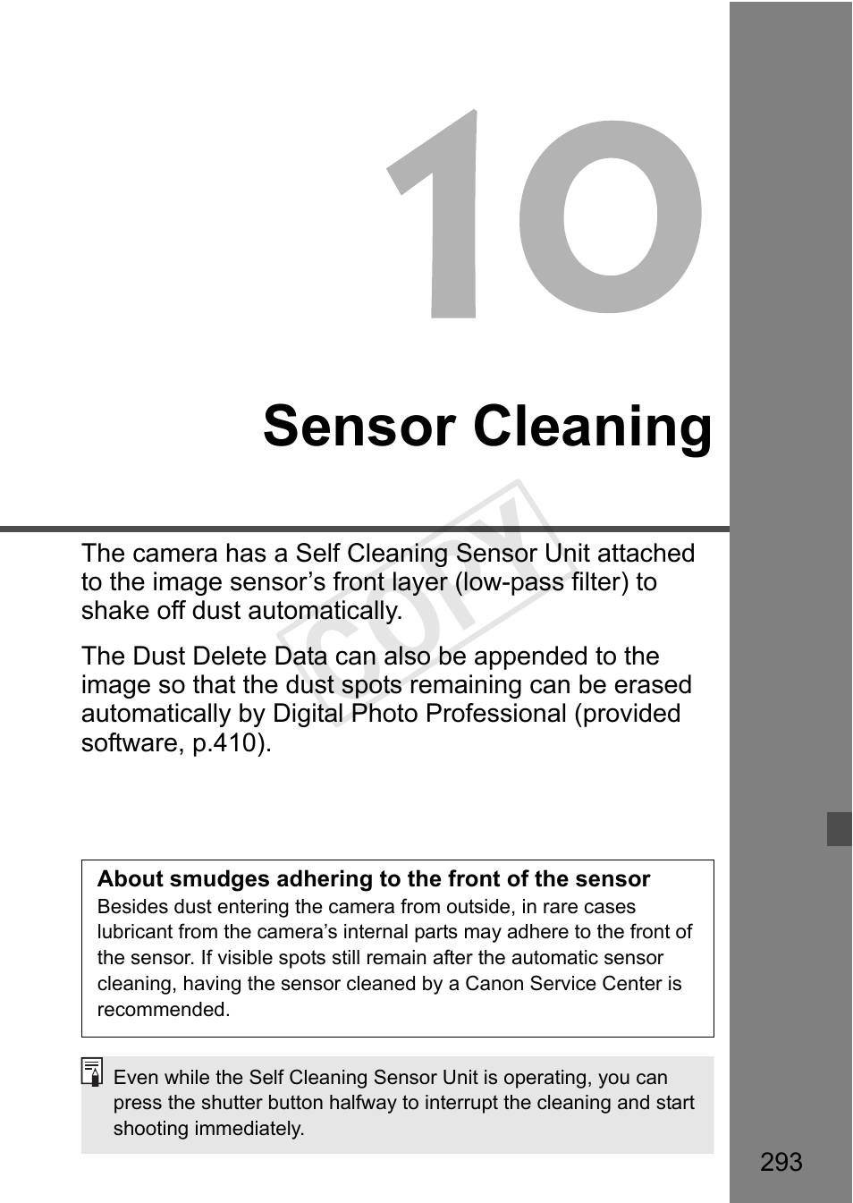 Sensor cleaning, Cop y | Canon 1D X User Manual | Page 293 / 420