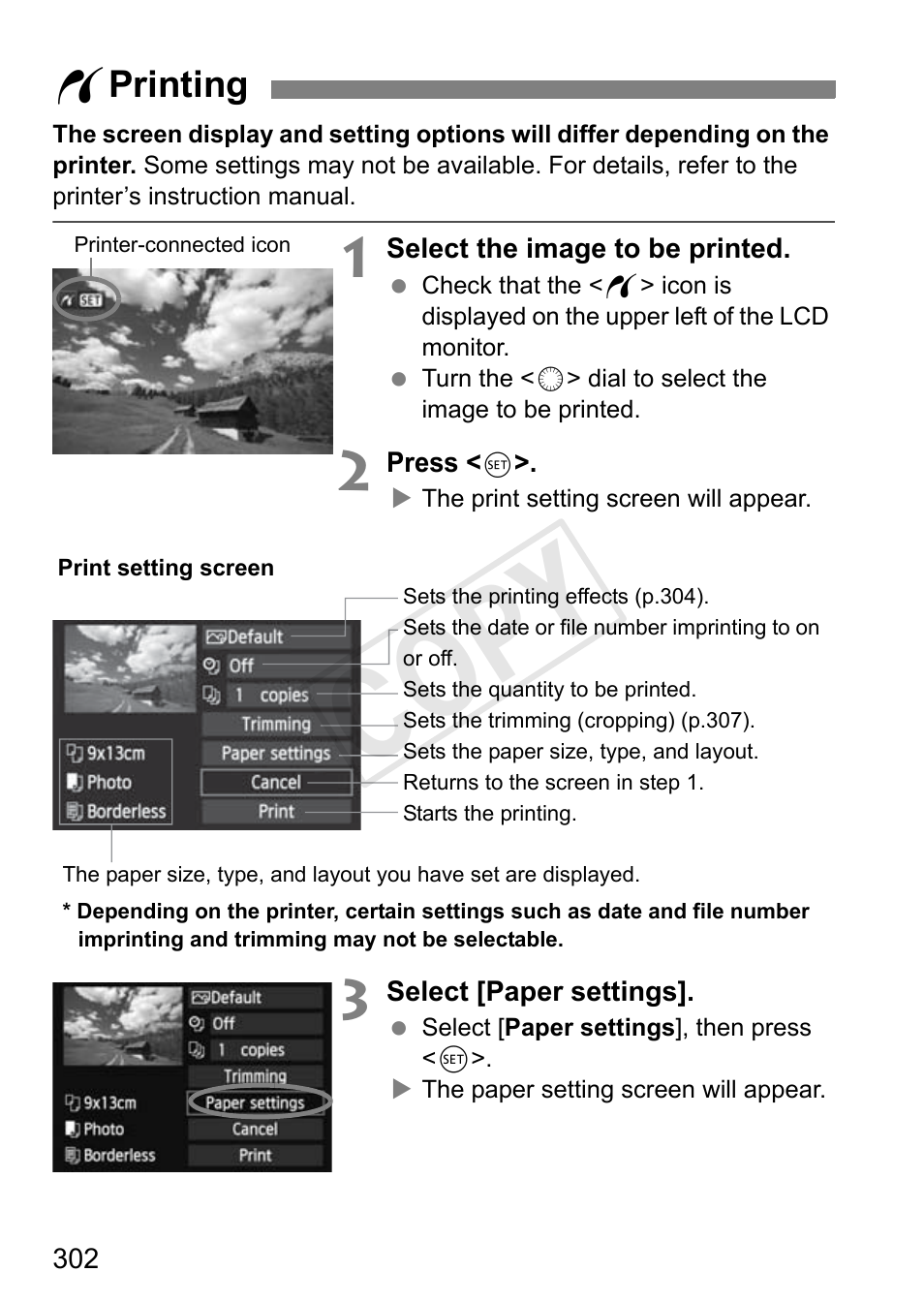 Wprinting, Cop y | Canon 1D X User Manual | Page 302 / 420