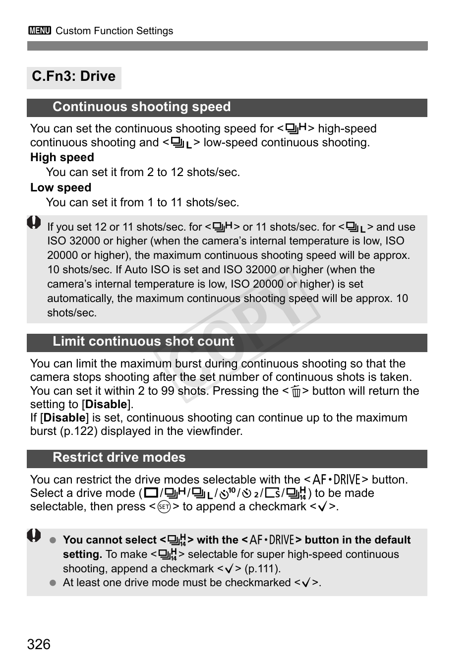 C.fn3: drive, Cop y | Canon 1D X User Manual | Page 326 / 420