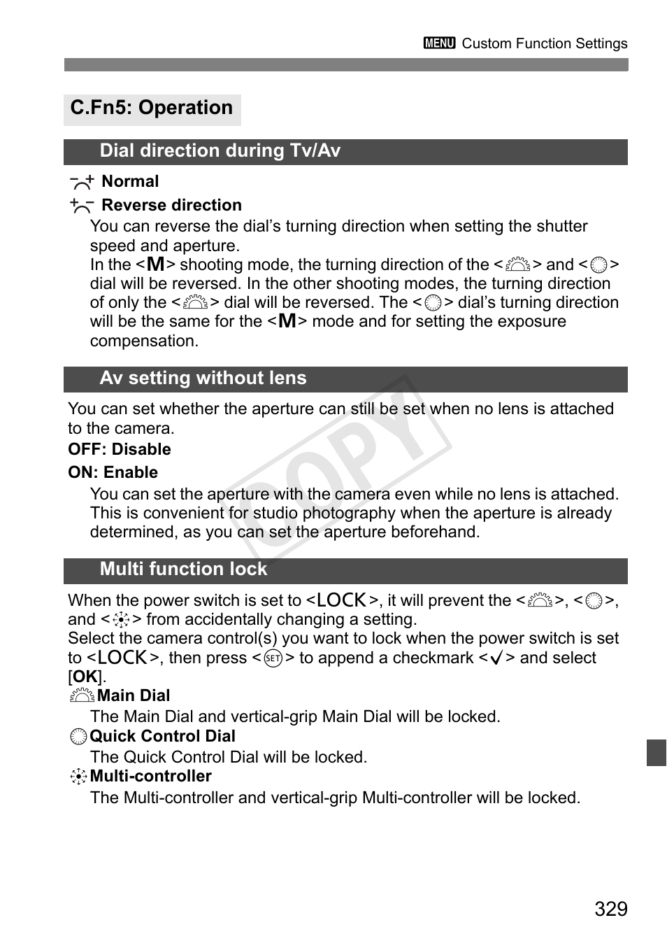 C.fn5: operation, Cop y | Canon 1D X User Manual | Page 329 / 420