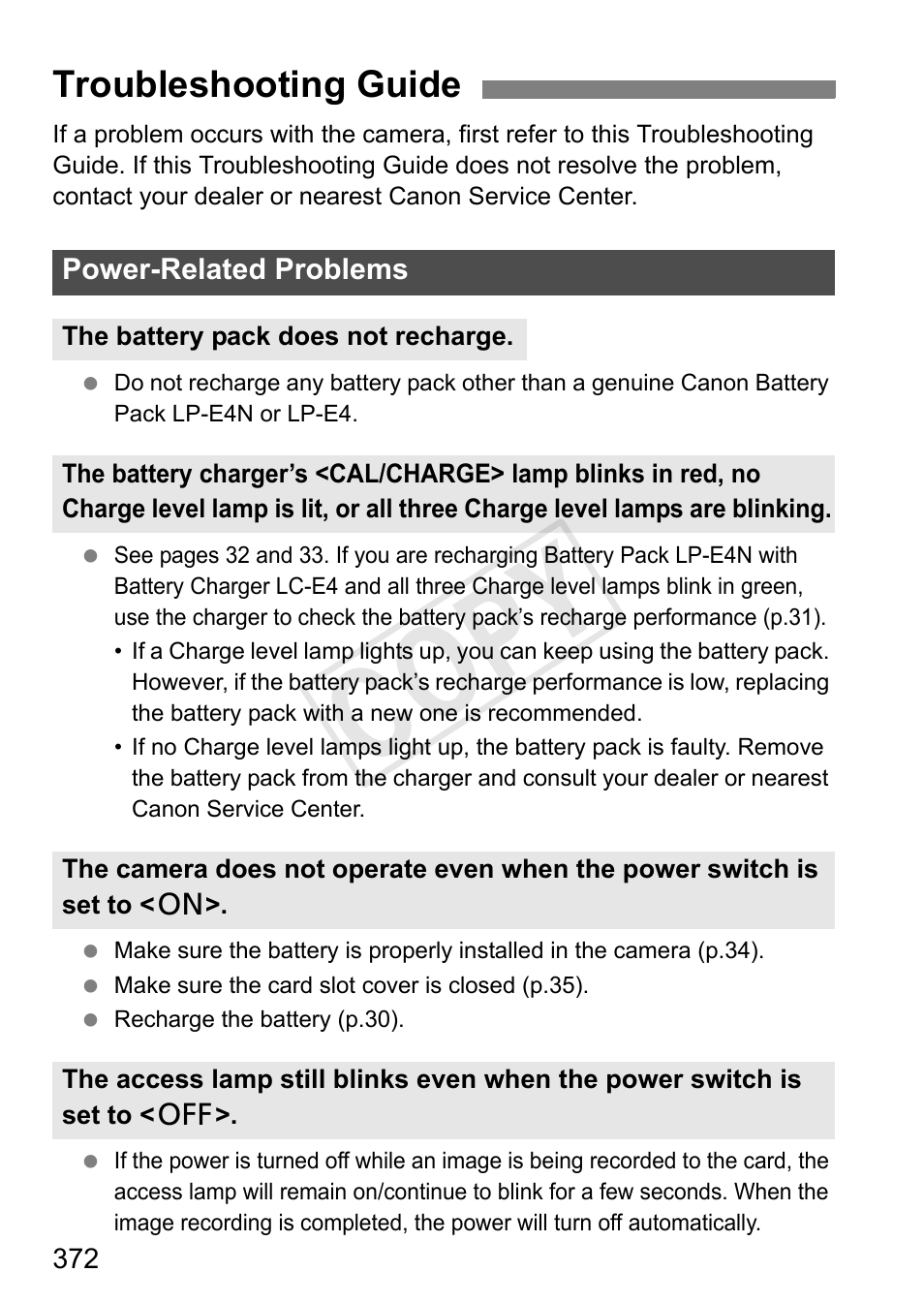Troubleshooting guide, Cop y | Canon 1D X User Manual | Page 372 / 420