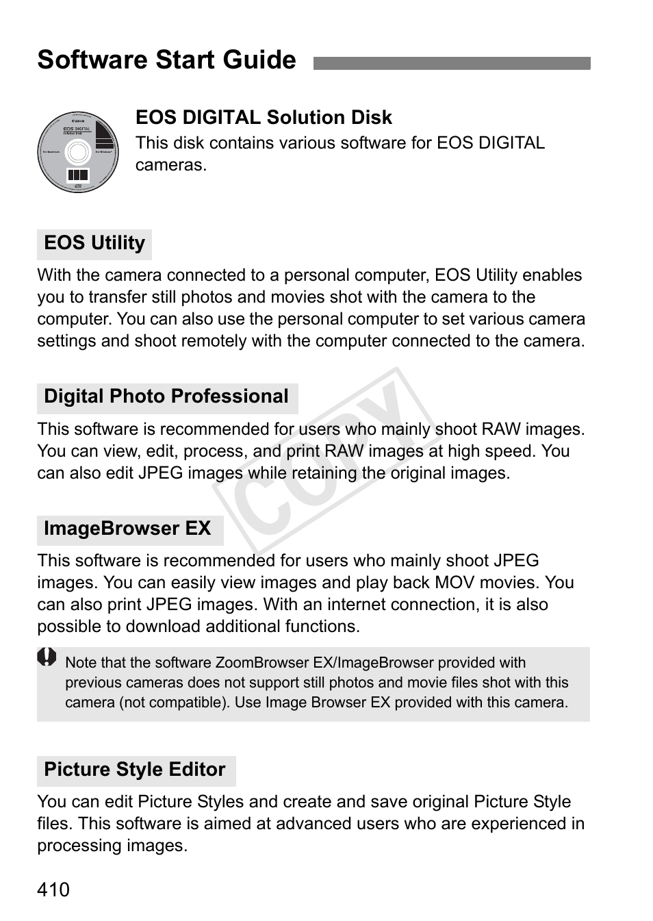 Software start guide, Cop y | Canon 1D X User Manual | Page 410 / 420