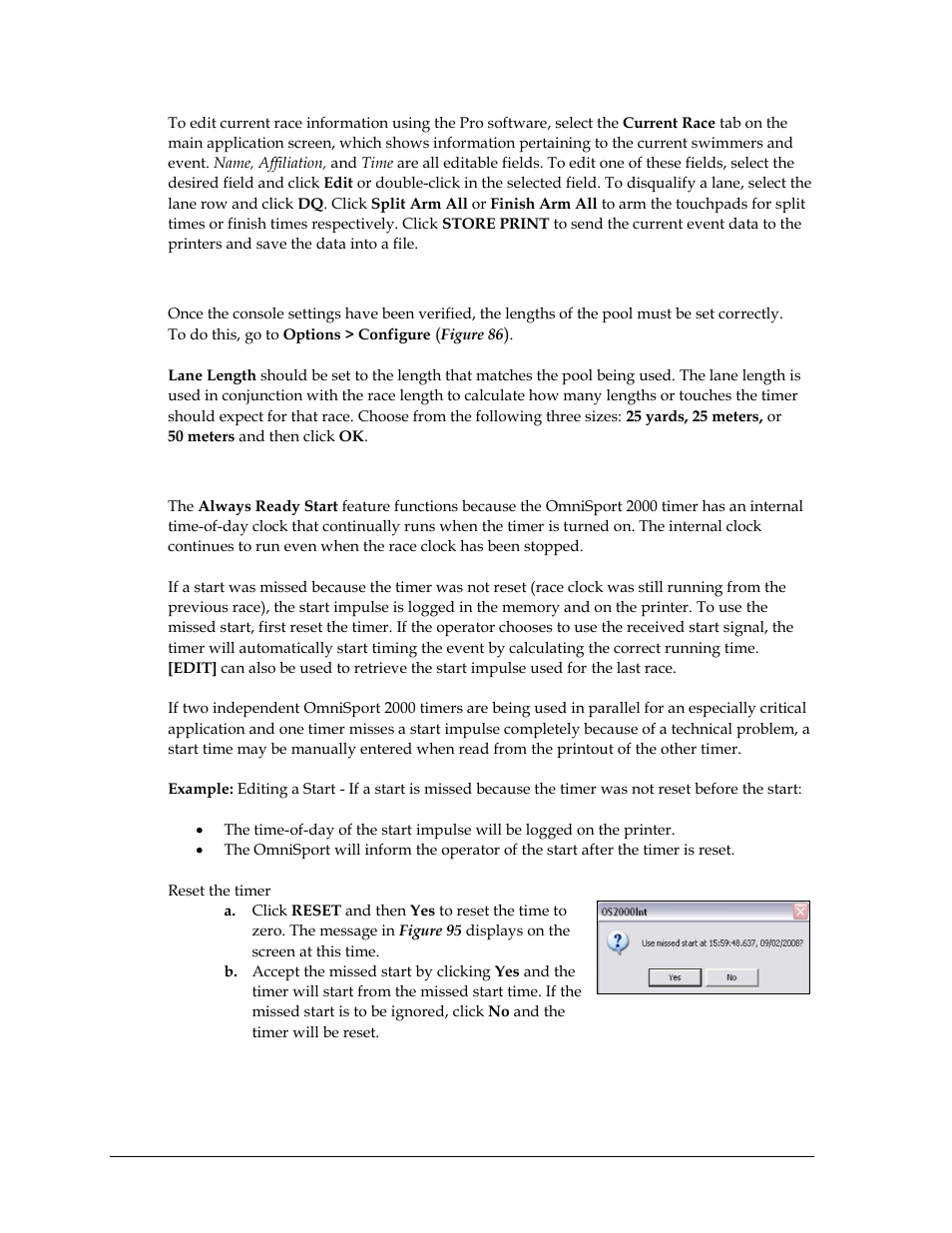 Verify the lengths, Always ready start | Daktronics OmniSport 2000 Timing Console User Manual | Page 100 / 316