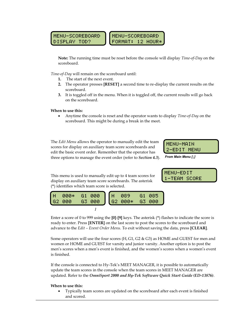 8 edit menu, Edit team score, Edit menu | Daktronics OmniSport 2000 Timing Console User Manual | Page 111 / 316