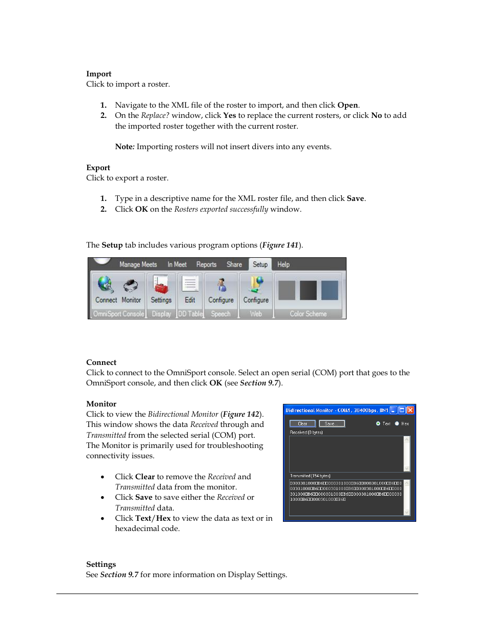 Rosters, Setup, Omnisport console | Display | Daktronics OmniSport 2000 Timing Console User Manual | Page 148 / 316