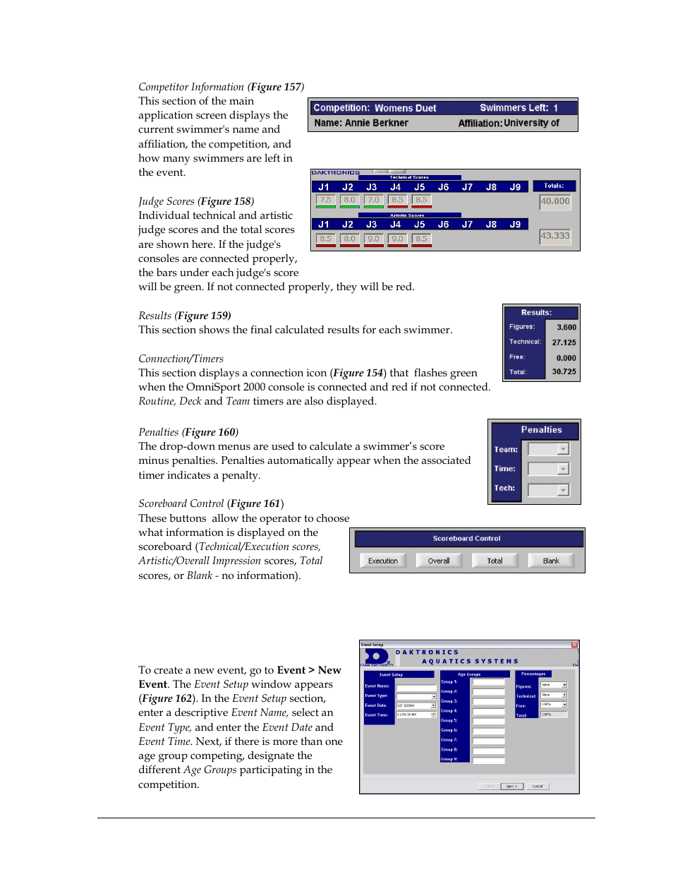 7 event menu/creating events, Creating events, Event menu/creating events | Daktronics OmniSport 2000 Timing Console User Manual | Page 159 / 316