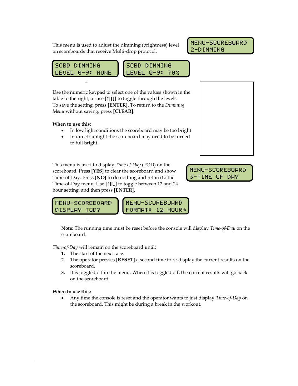 Dimming, Time-of-day | Daktronics OmniSport 2000 Timing Console User Manual | Page 170 / 316