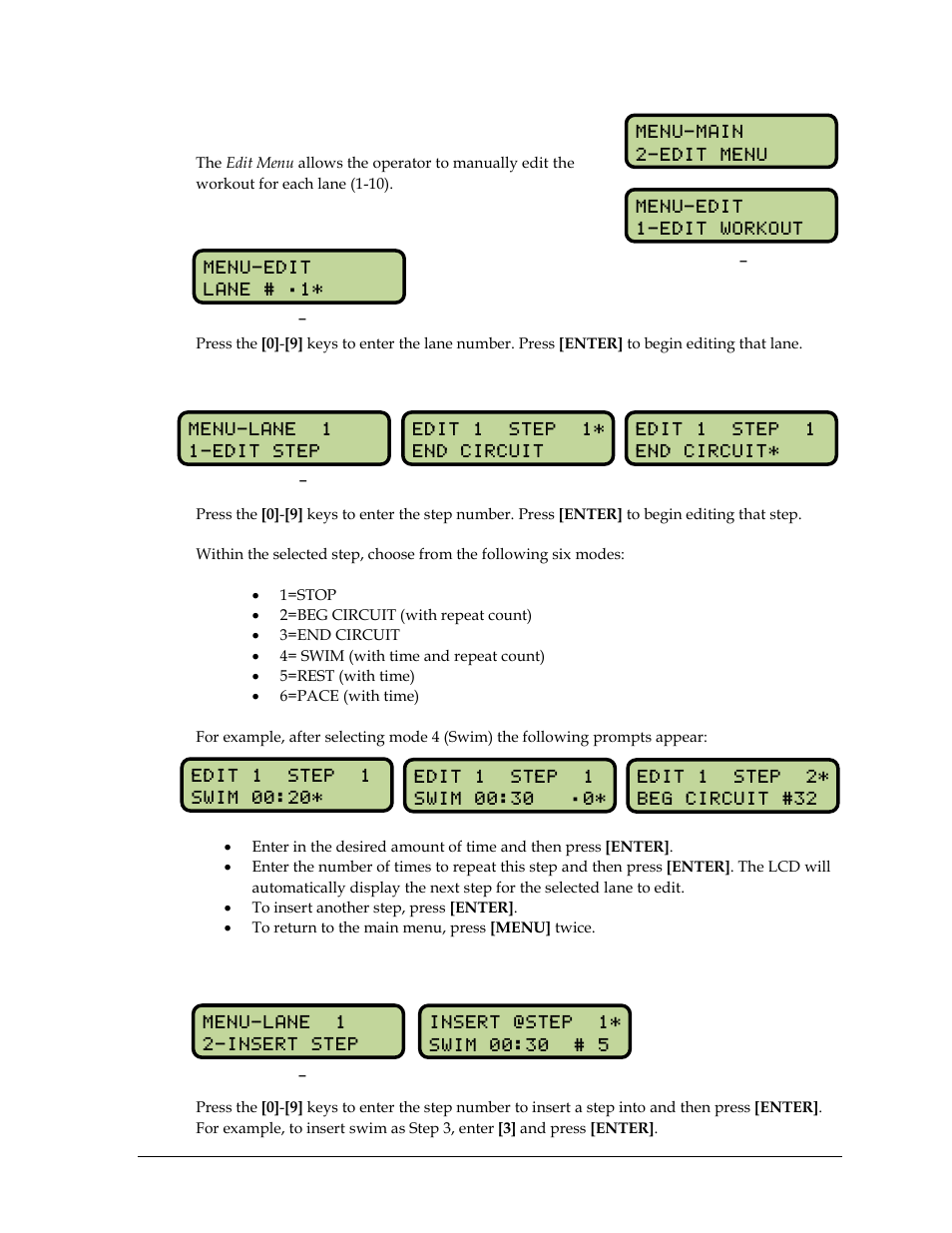 6 edit menu, Edit workout, Edit step | Insert step, Edit menu | Daktronics OmniSport 2000 Timing Console User Manual | Page 171 / 316