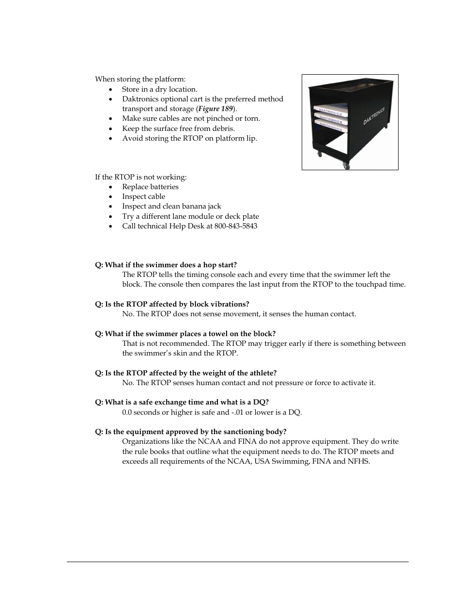 3 system storage, 4 troubleshooting, 5 faq | System storage, Troubleshooting | Daktronics OmniSport 2000 Timing Console User Manual | Page 183 / 316