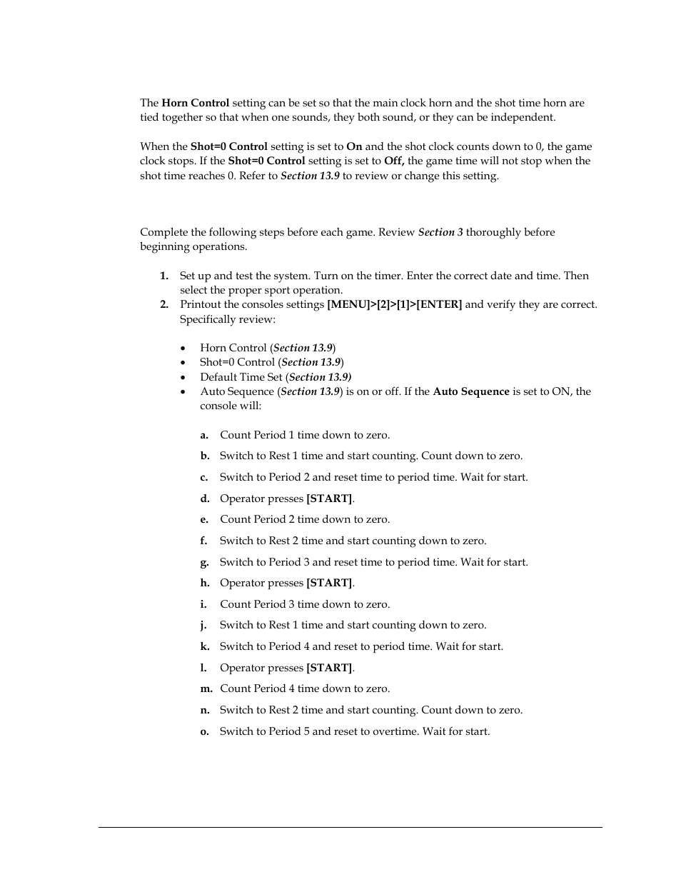 Settings to note, 4 pre-game operations, Pre-game operations | Daktronics OmniSport 2000 Timing Console User Manual | Page 189 / 316