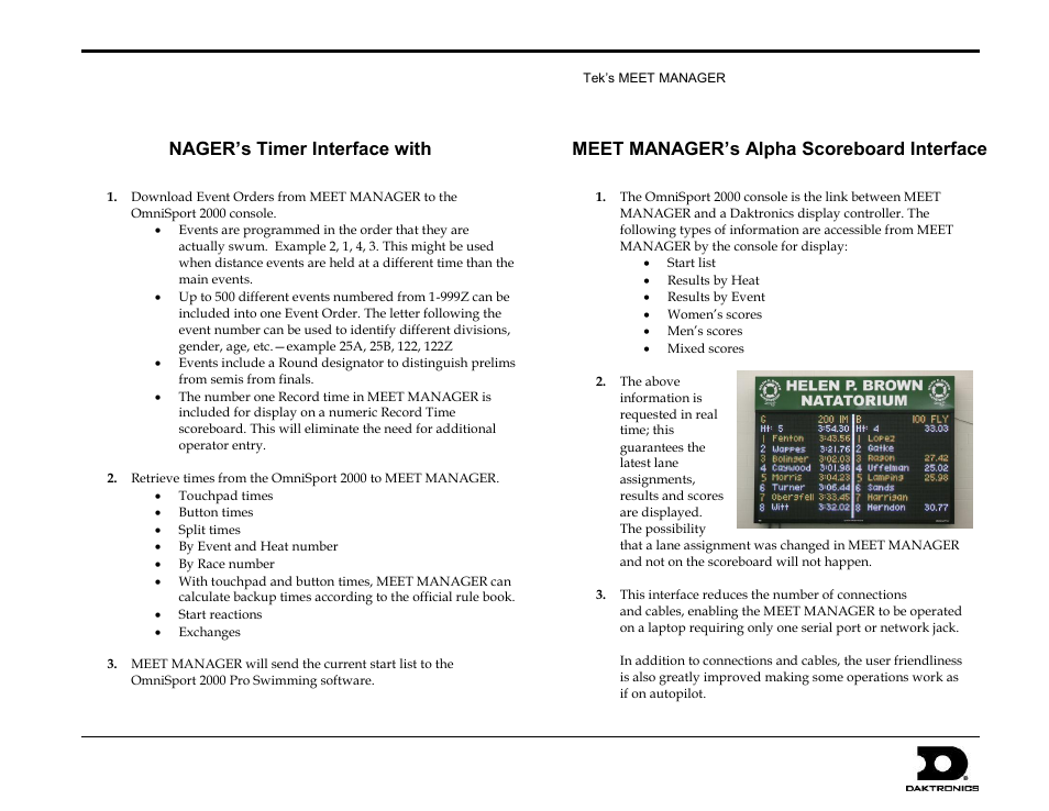 Daktronics OmniSport 2000 Timing Console User Manual | Page 261 / 316