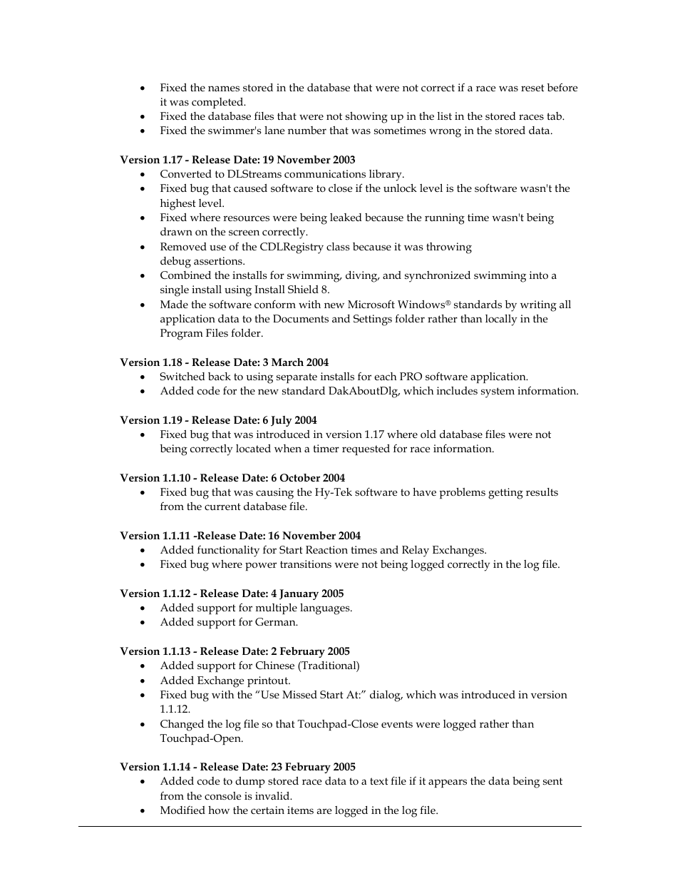 Daktronics OmniSport 2000 Timing Console User Manual | Page 308 / 316