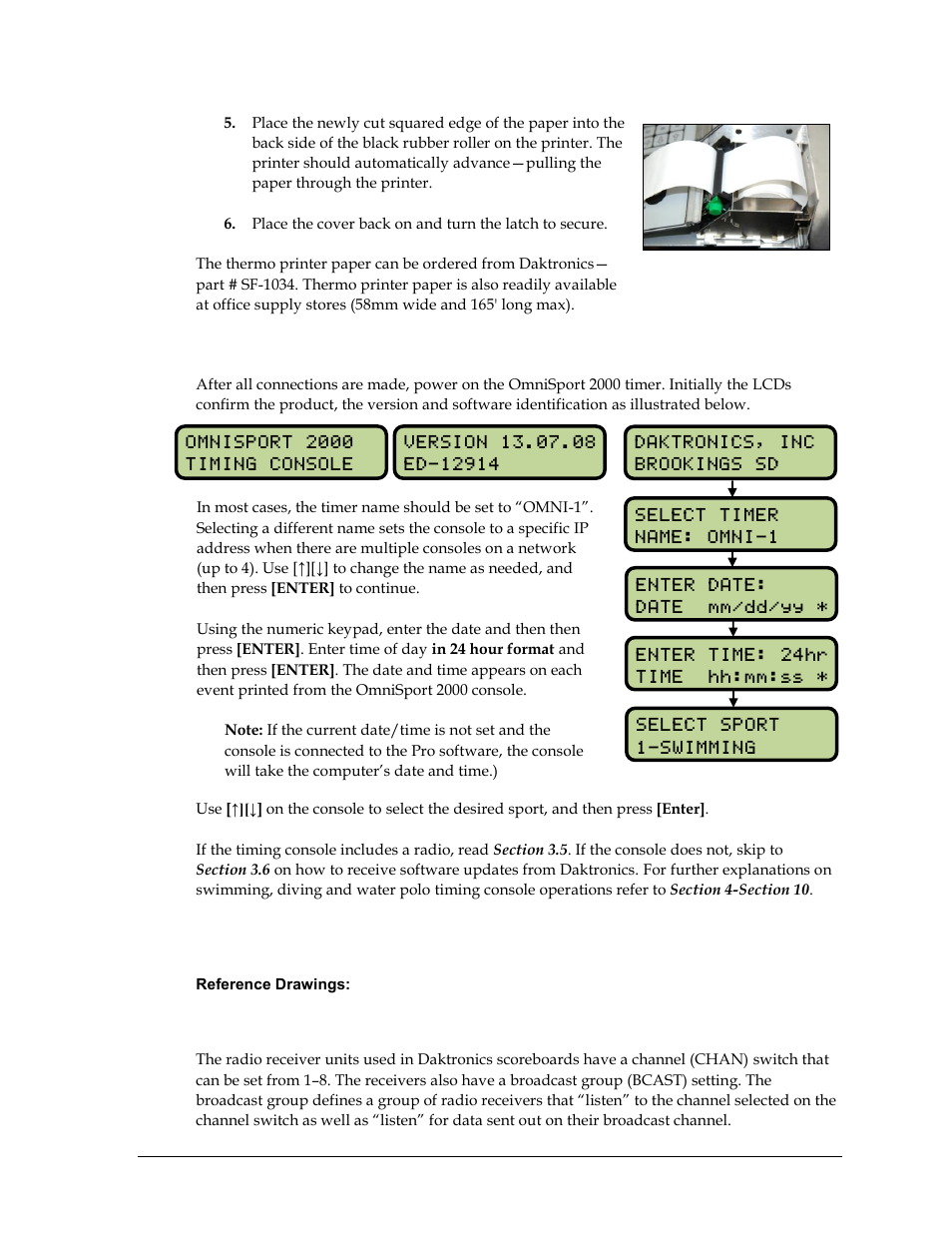 4 omnisport 2000 console startup, 5 setting radio channels on wireless consoles, Omnisport 2000 console startup | Setting radio channels on wireless consoles, Figure 50 ) | Daktronics OmniSport 2000 Timing Console User Manual | Page 37 / 316