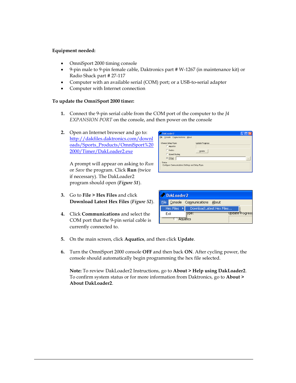 6 updating software in the console, Updating software in the console | Daktronics OmniSport 2000 Timing Console User Manual | Page 40 / 316