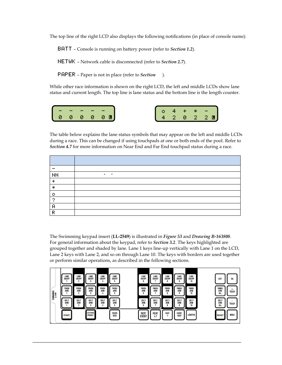 3 keypad insert descriptions, Keypad insert descriptions | Daktronics OmniSport 2000 Timing Console User Manual | Page 42 / 316