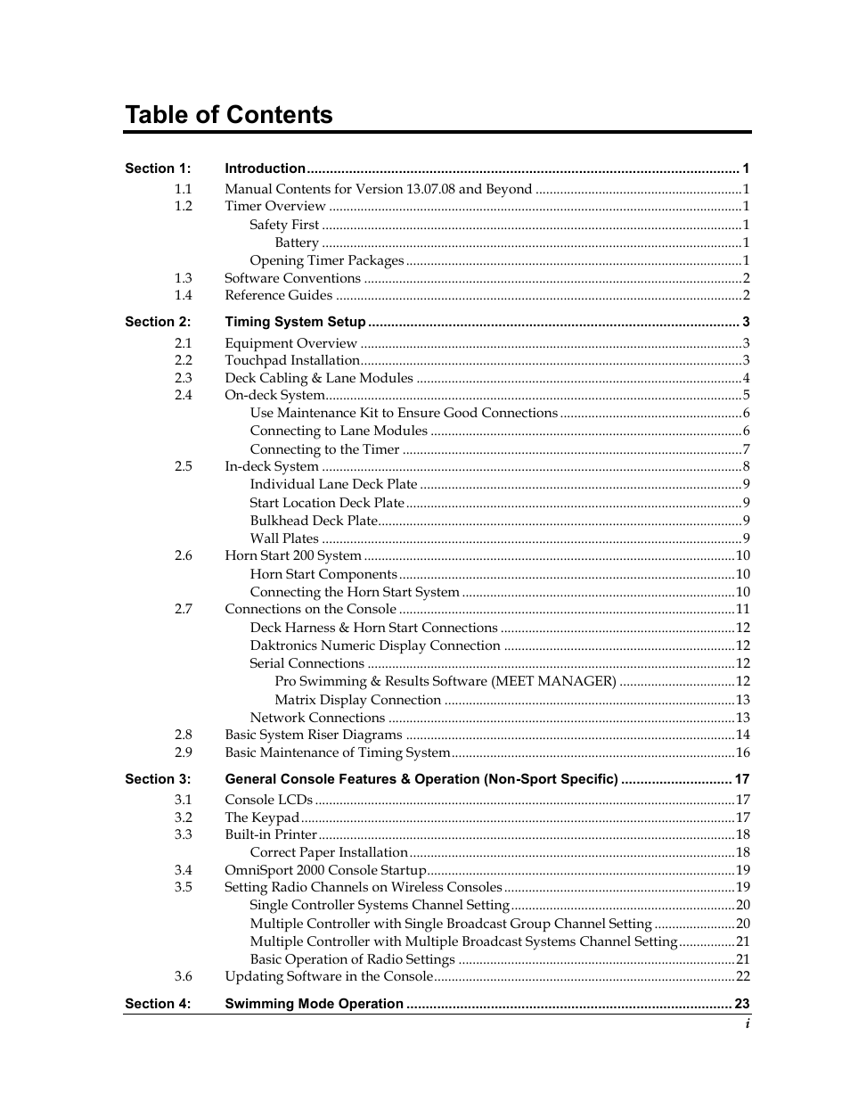 Daktronics OmniSport 2000 Timing Console User Manual | Page 5 / 316