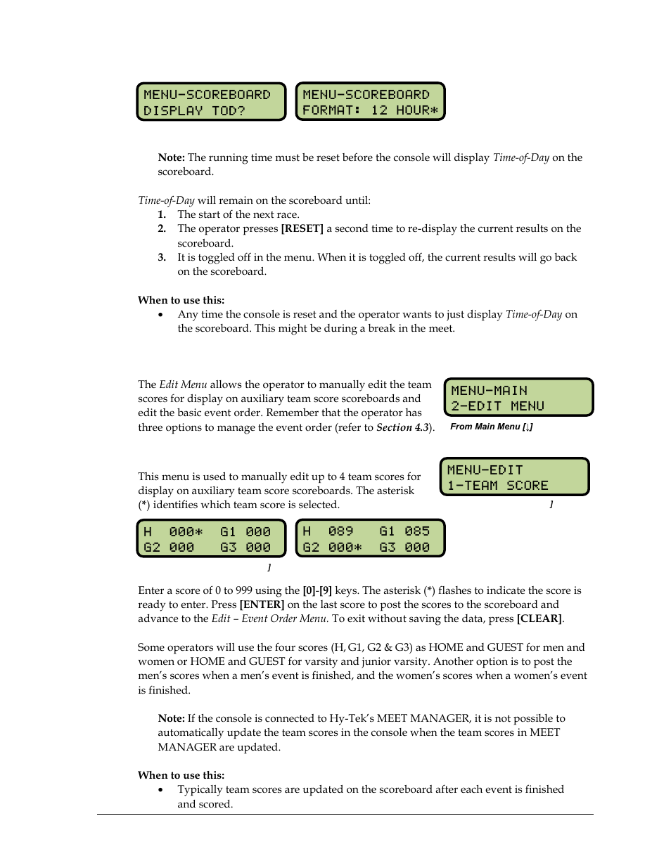 3 edit menu, Edit team score, Edit menu | Daktronics OmniSport 2000 Timing Console User Manual | Page 61 / 316
