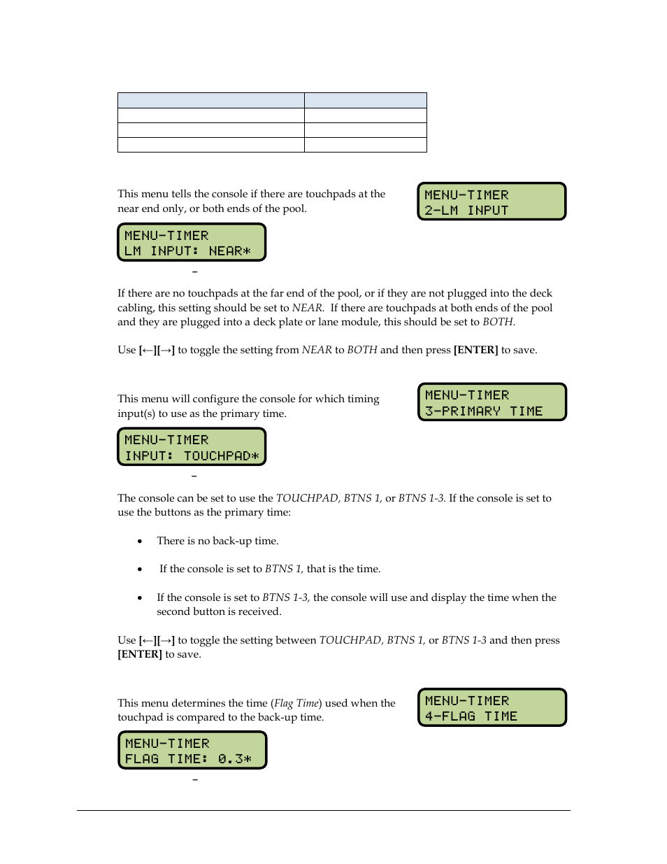 Lane module input, Primary time, Flag time | Daktronics OmniSport 2000 Timing Console User Manual | Page 68 / 316