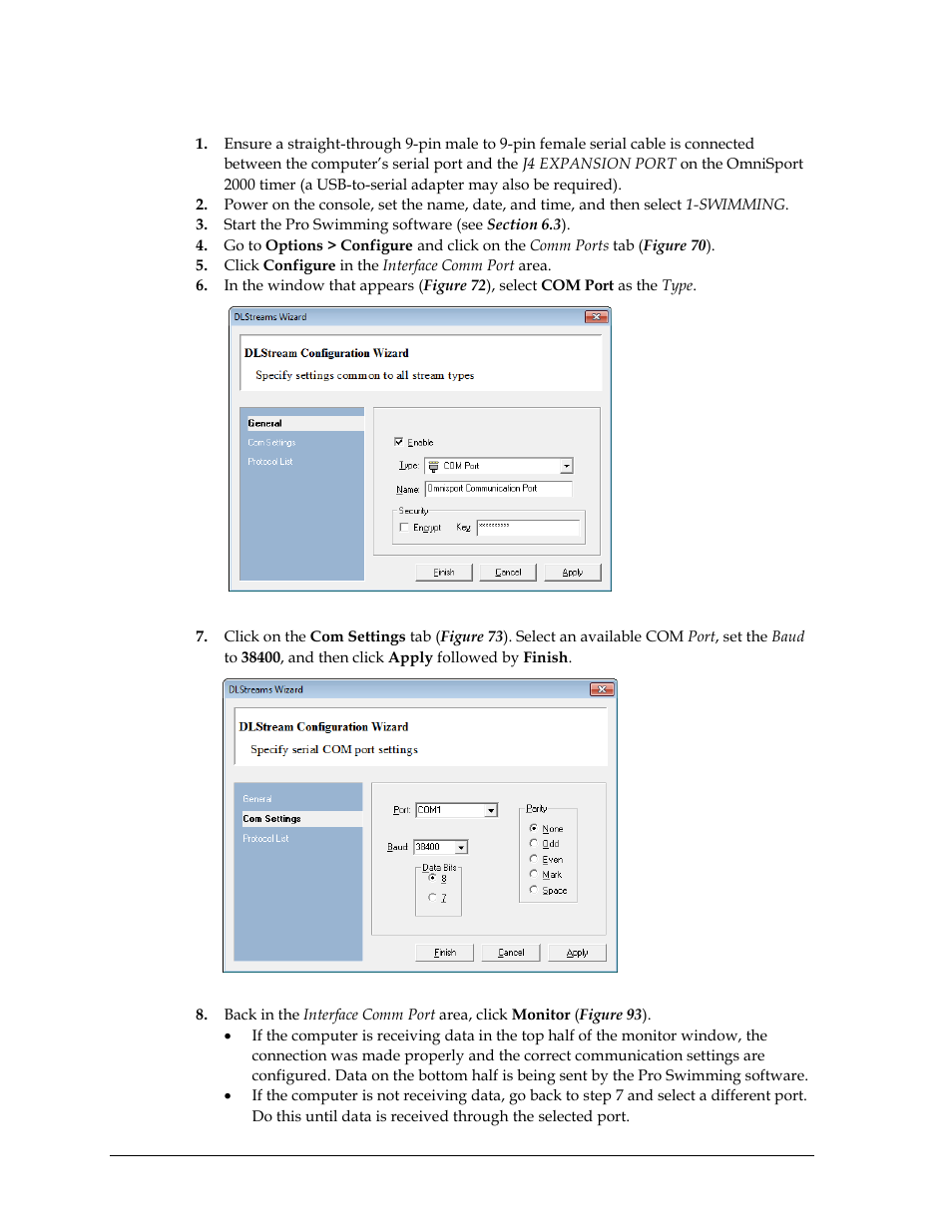 Serial port setup | Daktronics OmniSport 2000 Timing Console User Manual | Page 86 / 316