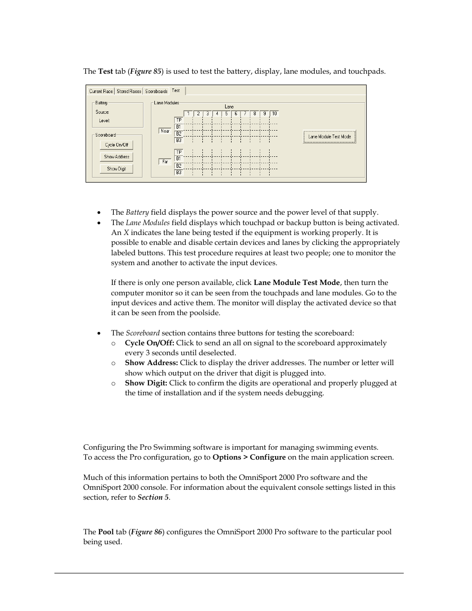 Test, 8 pro configuration, Pool | Pro configuration, N 6.8 | Daktronics OmniSport 2000 Timing Console User Manual | Page 92 / 316