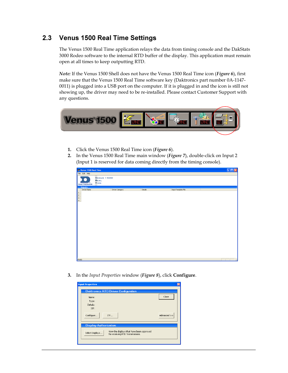 Venus 1500 real time settings | Daktronics Rodeo Interface with Daktronics Matrix Displays User Manual | Page 13 / 45