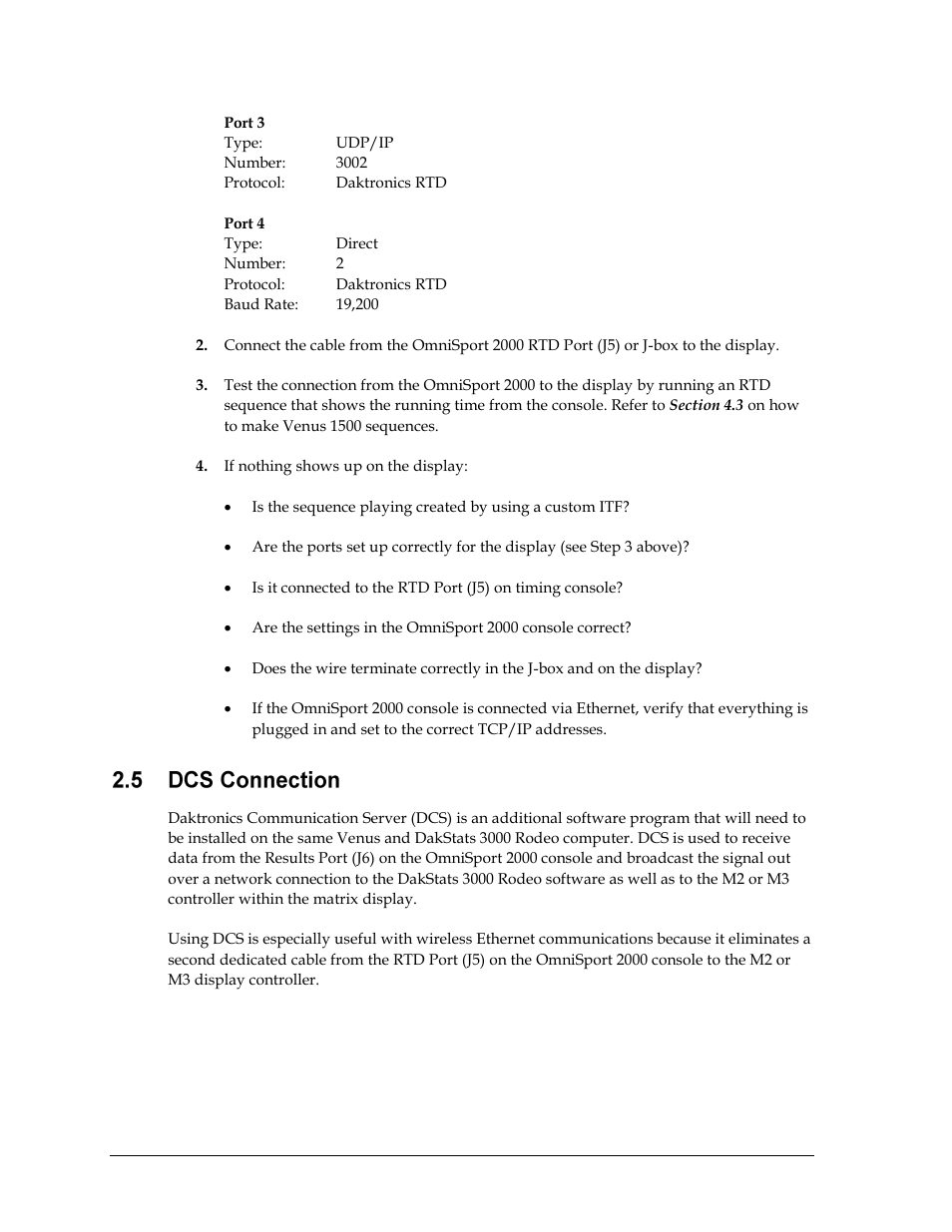 Dcs connection | Daktronics Rodeo Interface with Daktronics Matrix Displays User Manual | Page 16 / 45