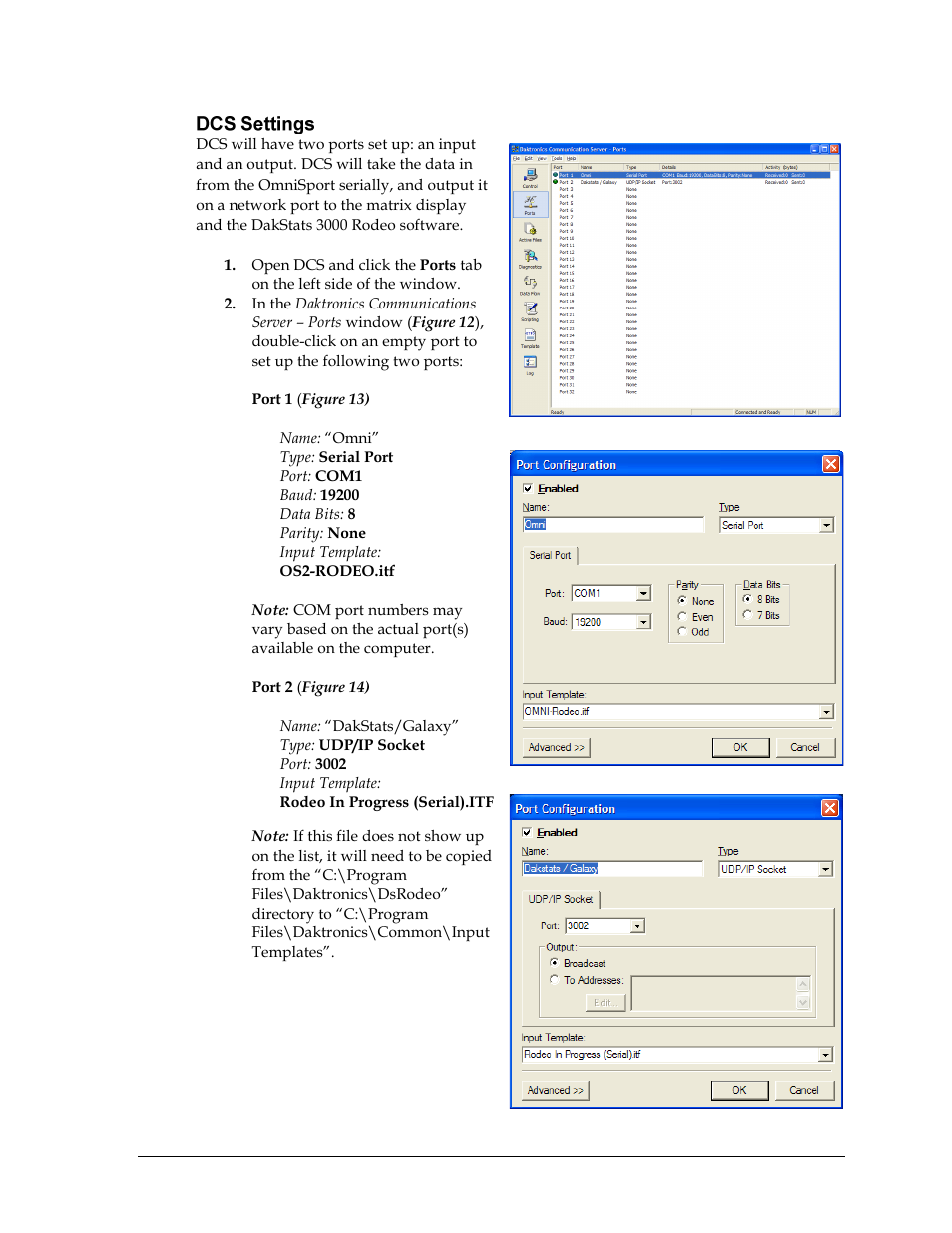 Dcs settings | Daktronics Rodeo Interface with Daktronics Matrix Displays User Manual | Page 17 / 45