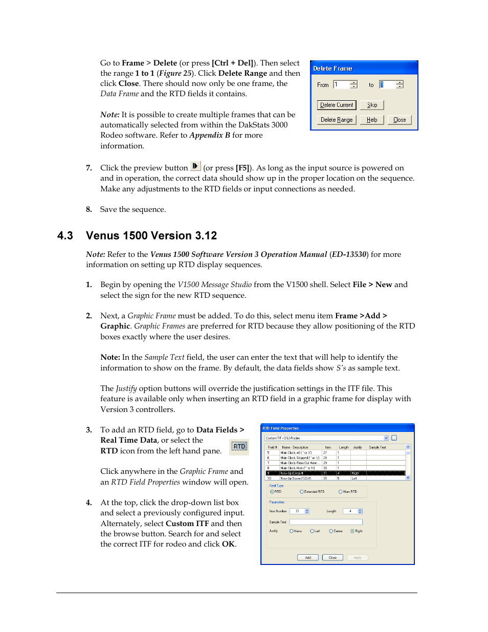 Venus 1500 version 3.12 | Daktronics Rodeo Interface with Daktronics Matrix Displays User Manual | Page 26 / 45