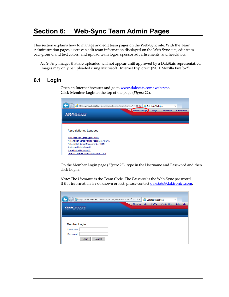 1 login, Section 6, Login | Daktronics School SID User Manual | Page 25 / 35