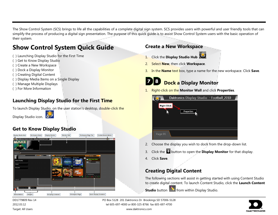 Daktronics Show Control System User Manual | 7 pages