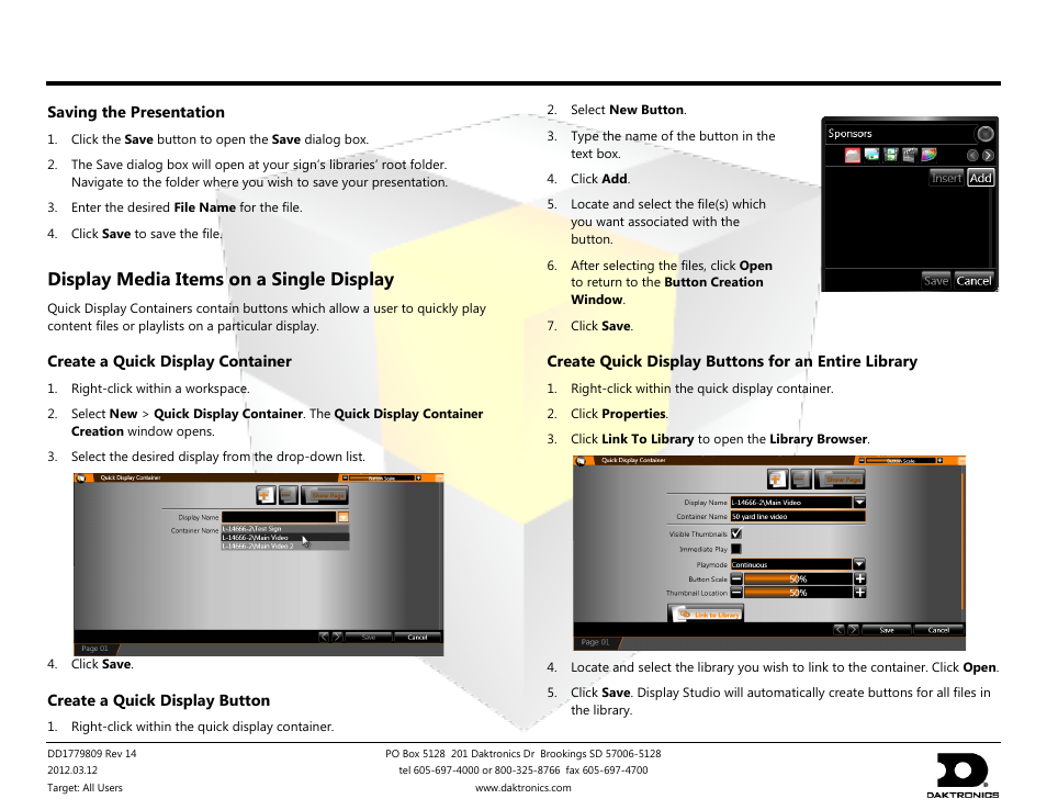 Show control system operation quick start guide, Display media items on a single display | Daktronics Show Control System User Manual | Page 4 / 7