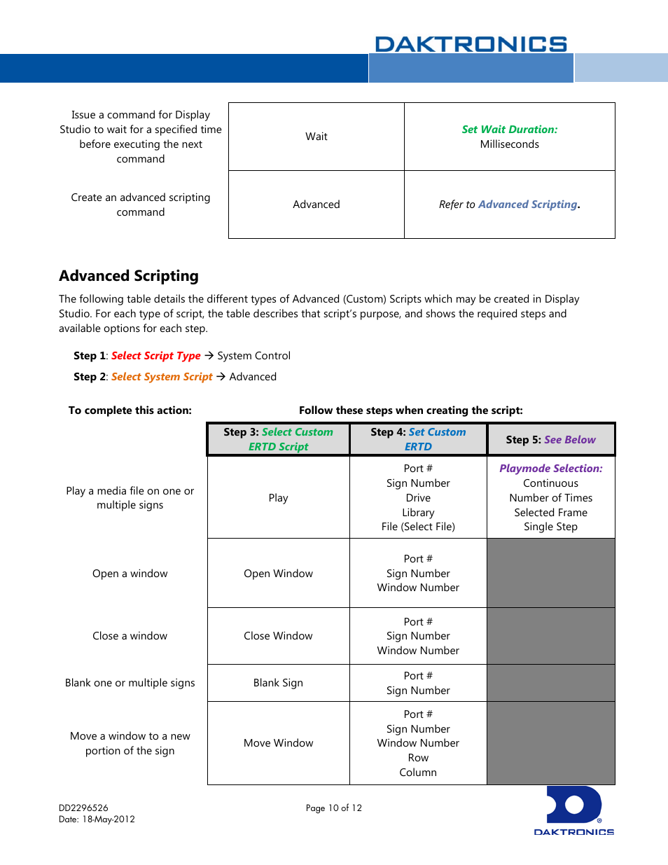 Advanced scripting | Daktronics Display Studio Scripting Button Script Commands User Manual | Page 10 / 12