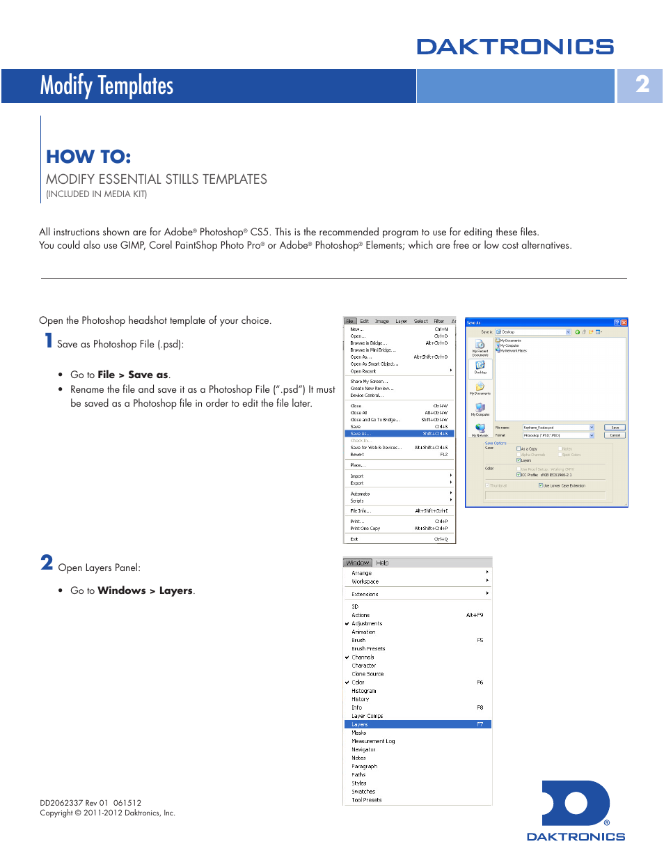 Modify templates, How to | Daktronics Standard Video Media Kit User Manual | Page 2 / 8