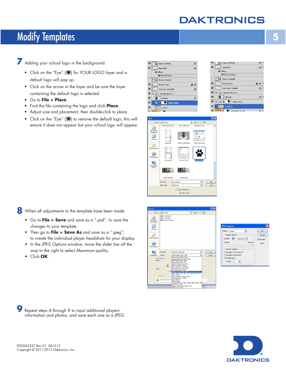 Modify templates | Daktronics Standard Video Media Kit User Manual | Page 5 / 8