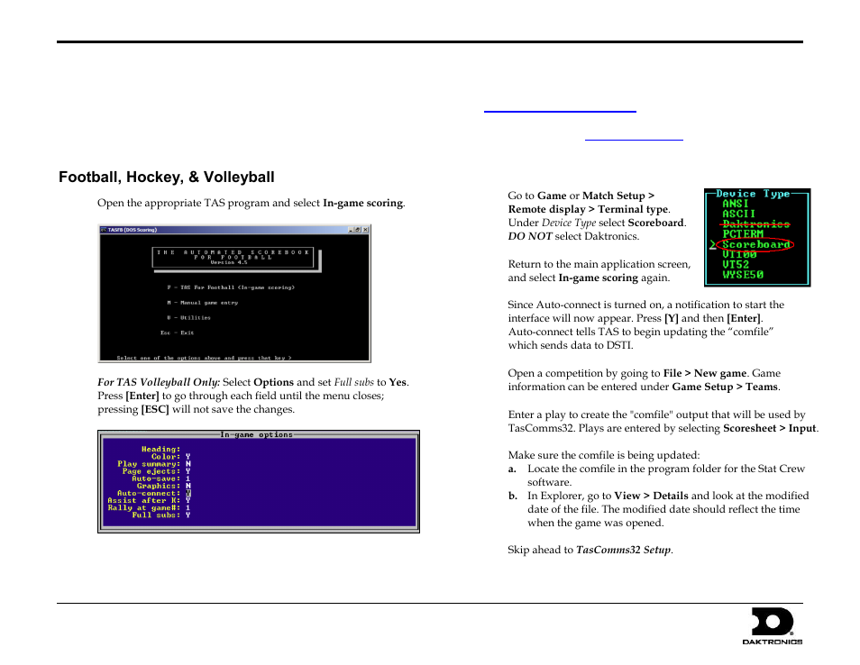 Daktronics Stat Crew Interfaces User Manual | 4 pages