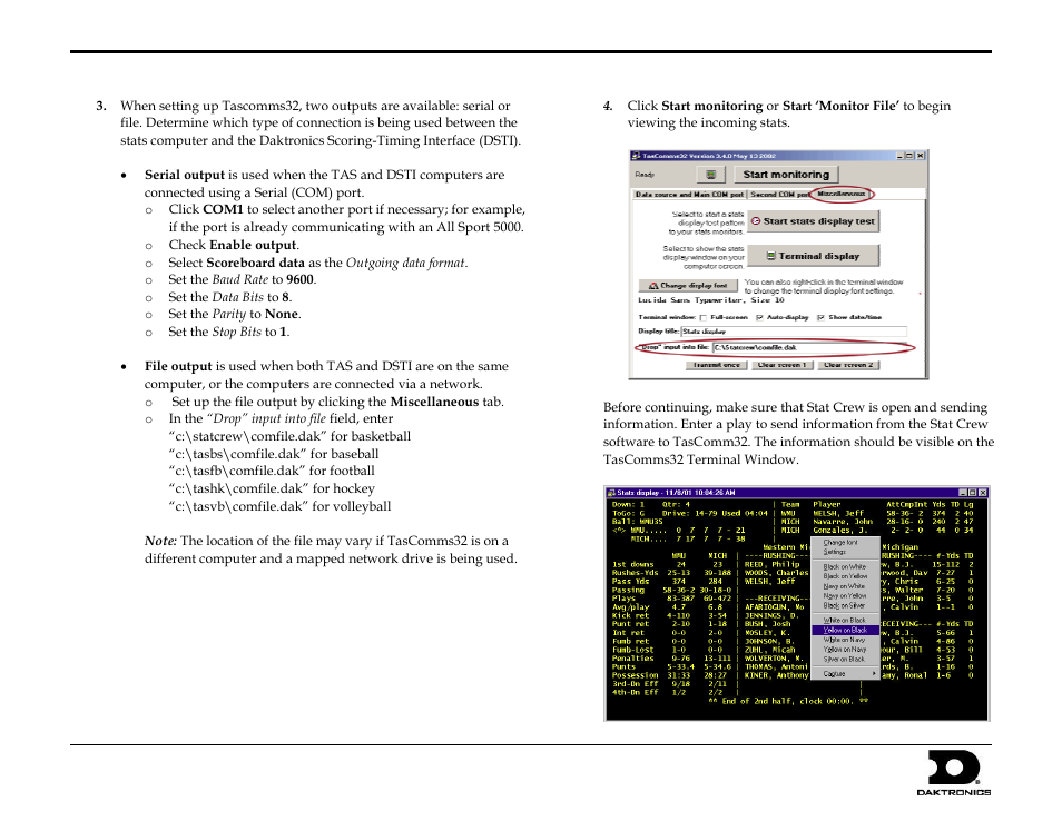 Stat crew interfaces quick guide 3 of 4 | Daktronics Stat Crew Interfaces User Manual | Page 3 / 4