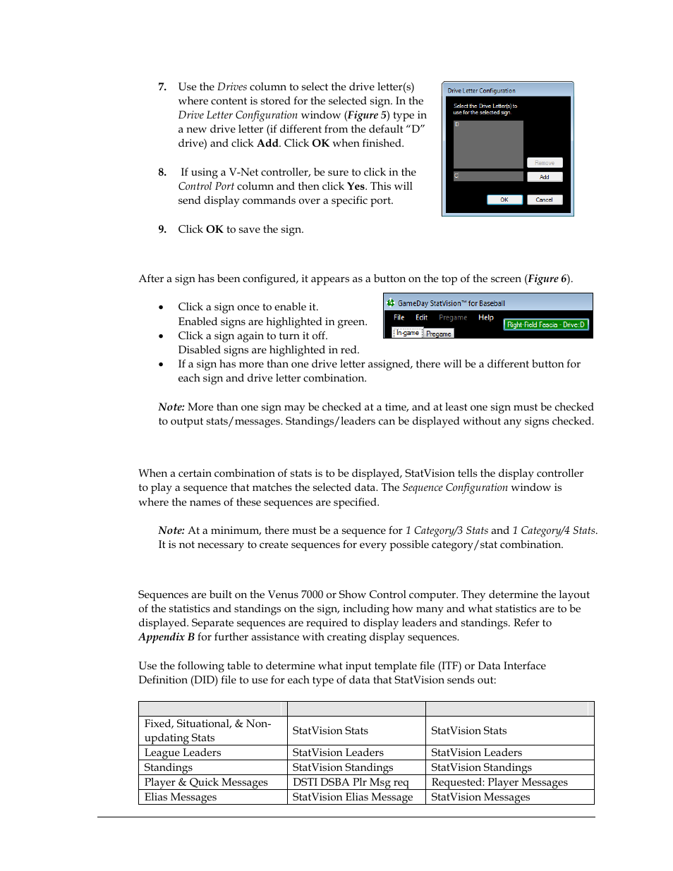 Checking signs, 4 set up sequences, Creating sequences | Set up sequences | Daktronics StatVision for Baseball User Manual | Page 13 / 47