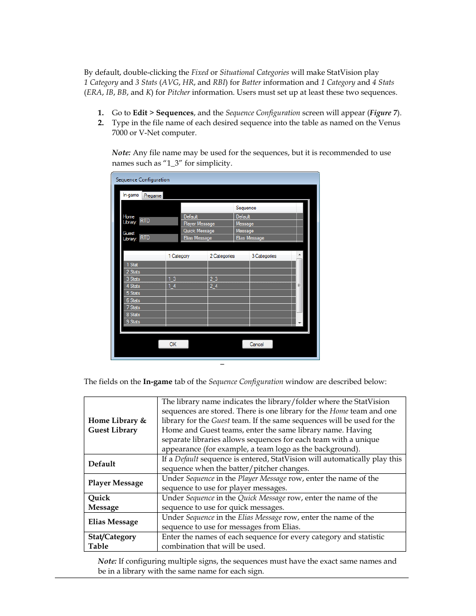 Setting up in-game sequences | Daktronics StatVision for Baseball User Manual | Page 14 / 47