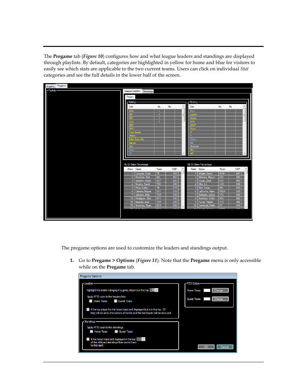 Section 4: pregame operation, 1 pregame options, Section 4 | Pregame operation, Pregame options | Daktronics StatVision for Baseball User Manual | Page 17 / 47