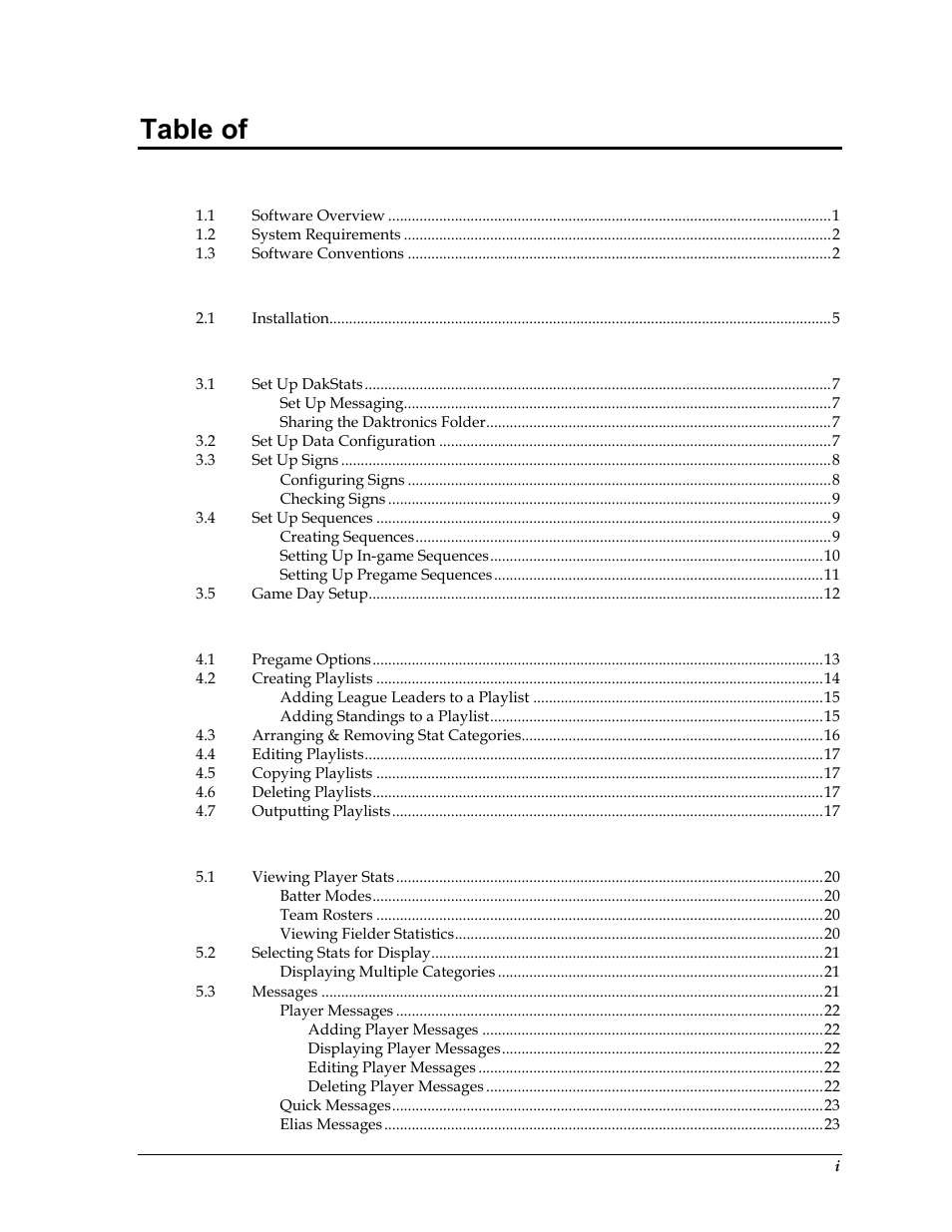 Daktronics StatVision for Baseball User Manual | Page 3 / 47
