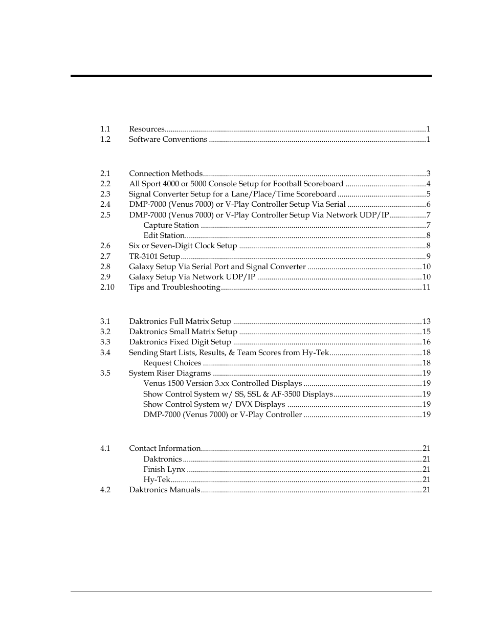 Daktronics Track & Field Interfaces User Manual | Page 5 / 52