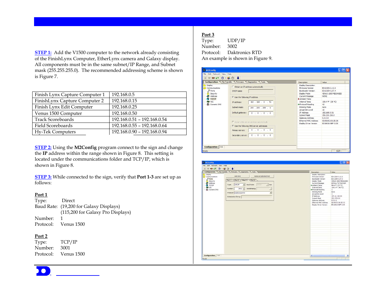 Daktronics venus | Daktronics Venus 1500 Controlled signs with Hy-Tek & FinishLynx User Manual | Page 3 / 7