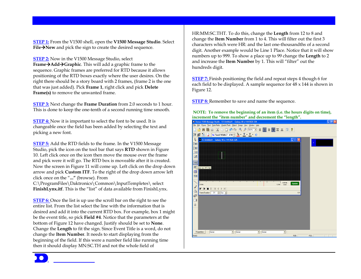 Daktronics venus, Creating a finishlynx sequence | Daktronics Venus 1500 Controlled signs with Hy-Tek & FinishLynx User Manual | Page 4 / 7